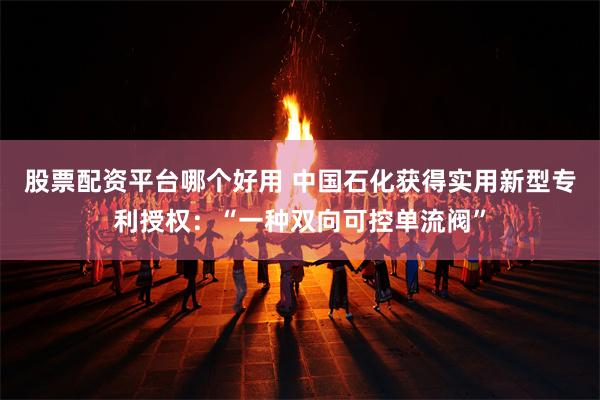 股票配资平台哪个好用 中国石化获得实用新型专利授权：“一种双向可控单流阀”