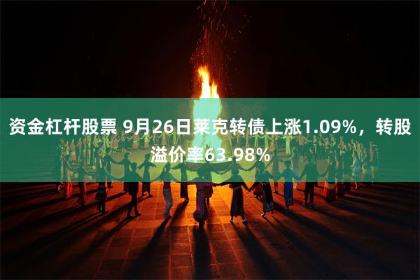 资金杠杆股票 9月26日莱克转债上涨1.09%，转股溢价率63.98%