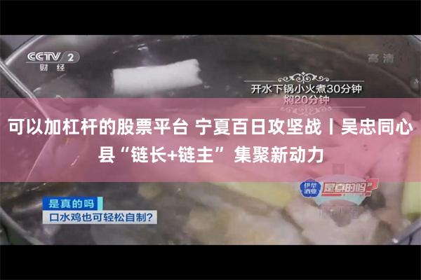 可以加杠杆的股票平台 宁夏百日攻坚战丨吴忠同心县“链长+链主” 集聚新动力